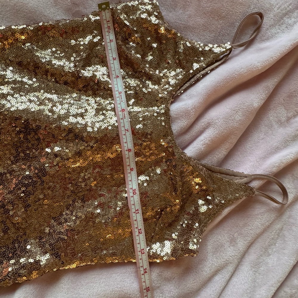 Fashion Nova Rose  Gold Sequin Dress - Picture 3 of 4